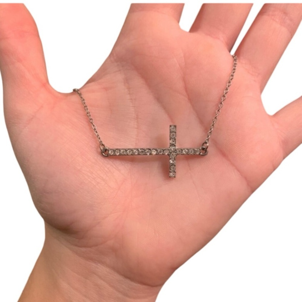 Icing Silver Diamond Cross Necklace